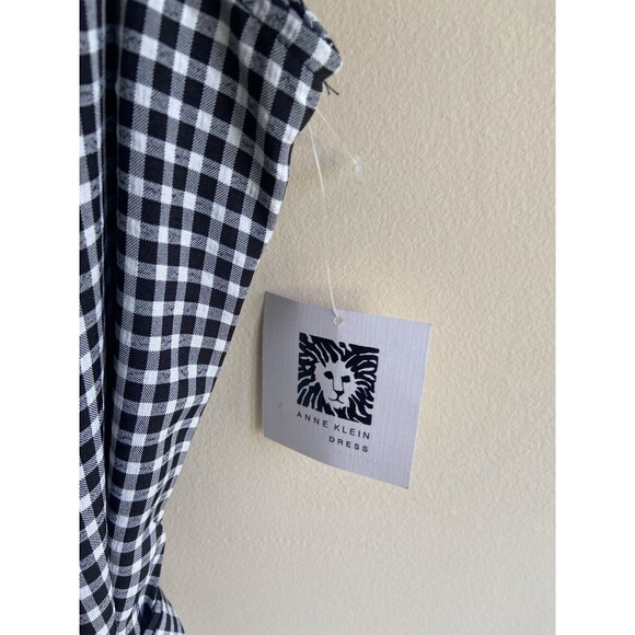 NWT Anne Klein Collared Striped Gingham Knee Length Dress 10 Sleeveless Belt - Picture 5 of 12